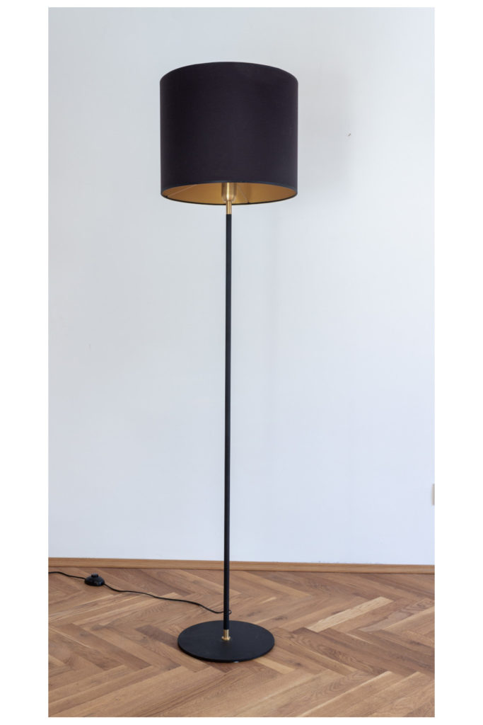 LAMPA PODŁOGOWA CZARNO-ZŁOTA , PROSTA